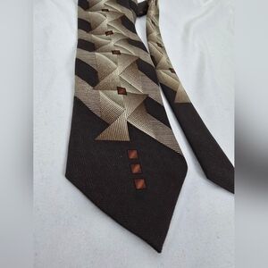 Umo Lorenzo Italy Geometric Brown Neck Tie